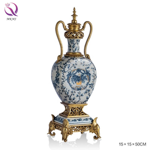 <span class=keywords><strong>Reloj</strong></span> de Mesa de Latón de Alta Calidad Estilo Europeo, Adorno de Porcelana Azul y Blanca Pintado a Mano, Decoración para el Hogar, Accesorios para el Hogar - Product Image 6