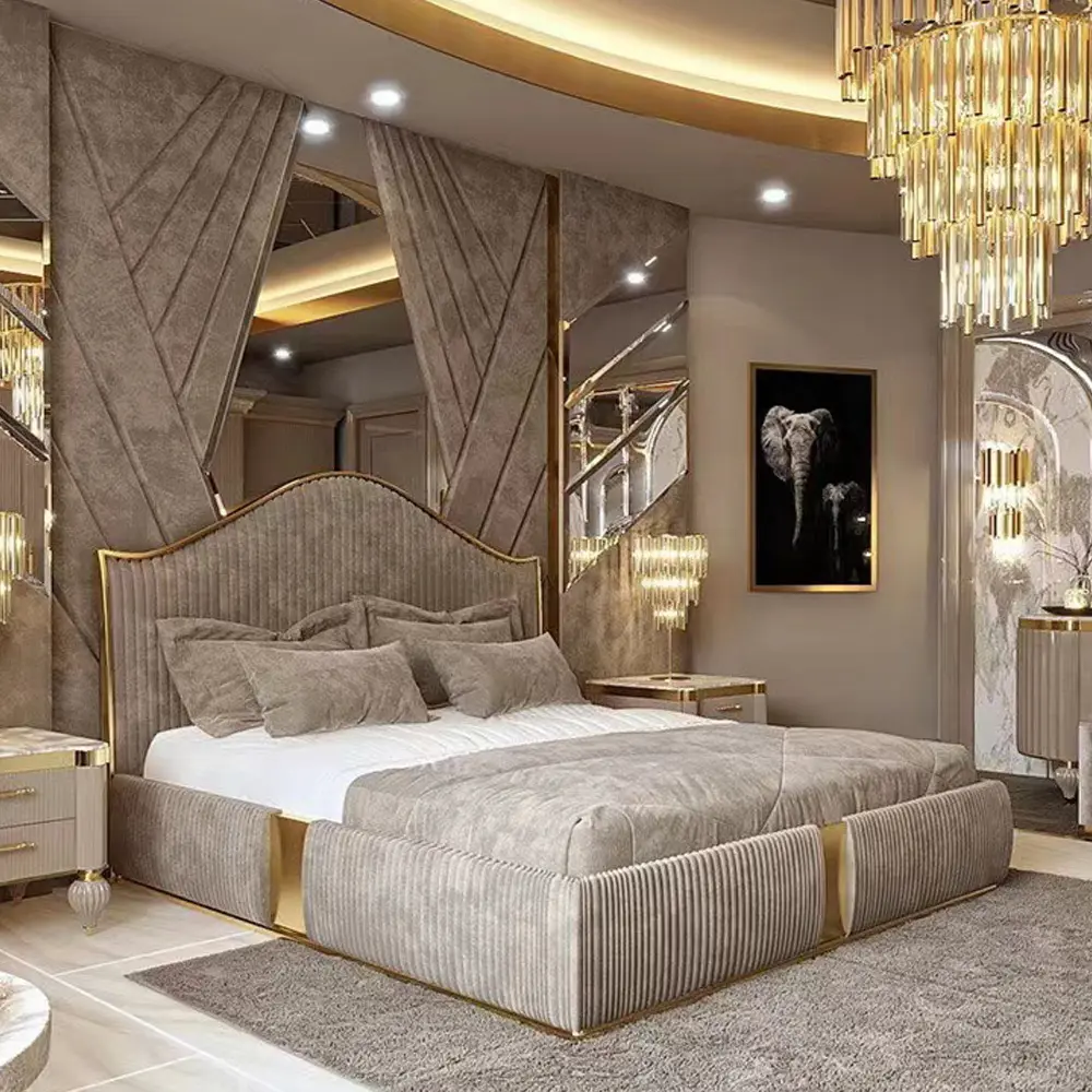 Italienische Queen-Bett-Set Möbel Schlafzimmer Luxus Italienische Hotel betten Luxus King-Size-Bett rahmen Double Size Modern