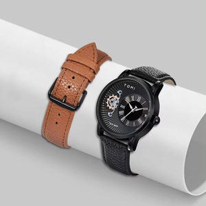TOMI T104 新トレンドメンズクォーツ腕時計 卸売在庫あり プレミアムラウンドダイヤルデザイン レザーストラップ デイリーユース メンズ腕時計 - Product Image 5
