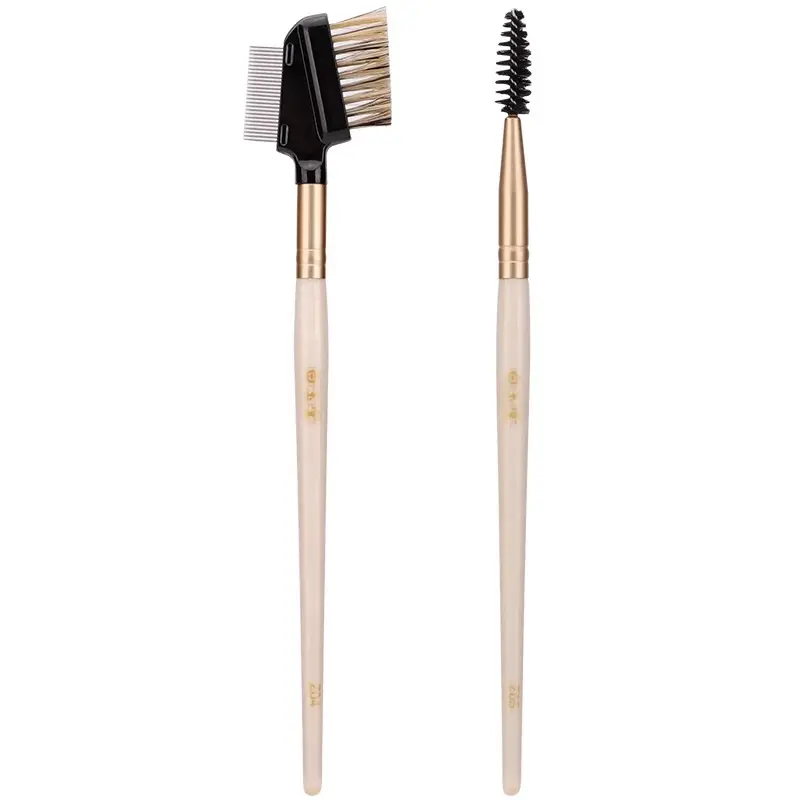 MSQ single makeup brush for eyebrow and lash natural wood handle comb and lash individual brow brush