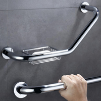 135 °   Barres d'appui de sécurité en métal robuste, style industriel, pour hôpital victorien, couloir d'ascenseur, salle de bain, avec porte-savon