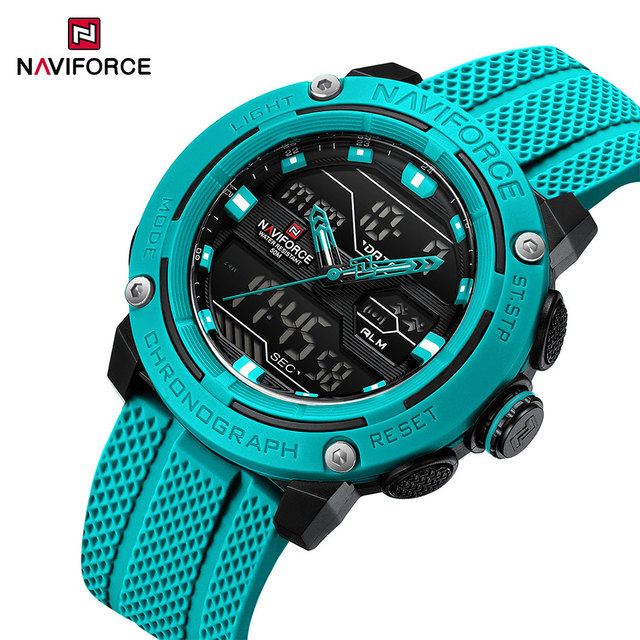 NAVIFORCE 7114 Classic Brand Electronic Quartz Watch Dual Screen Calendar Waterproof Silicone Casual Sports Men's Watches