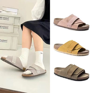Chaussures d'été 2026 les plus vendues, antidérapantes, en <span class=keywords><strong>cuir</strong></span> véritable, avec semelle en liège, pour adultes, sabots décontractés, pantoufles d'extérieur pour homme - Product Image 1