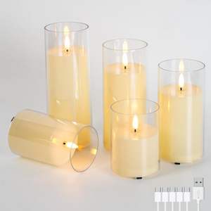 Ensemble de 5 bougies LED en verre blanc pour la décoration de la maison - Product Image 1