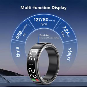 Màn hình hiển thị thiết bị theo dõi sức khỏe thông minh dạng nhẫn, chức năng theo dõi thể thao và sức khỏe, kết nối Bluetooth, chống nước IP68, điều khiển bằng ứng dụng, dành cho nam và nữ - Product Image 3