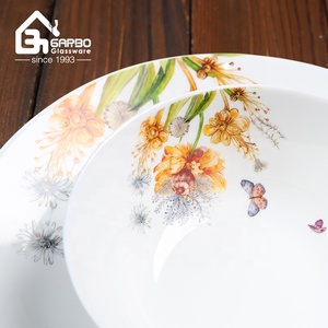 Chine <span class=keywords><strong>fournisseur</strong></span> opale plats avec décalque forme ronde <span class=keywords><strong>grossiste</strong></span> plaques de verre opalware pour la maison cuisine ou cantine assiette personnalisée - Product Image 4