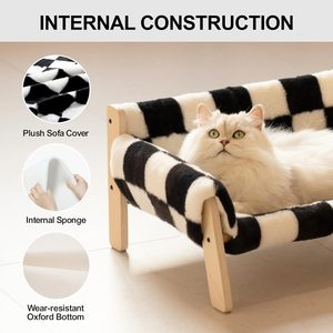 Cama de gato de madera personalizable con función de sofá, cama elevada para interiores, desmontable, fácil de limpiar, fácil de montar, sólida y estable - Product Image 5