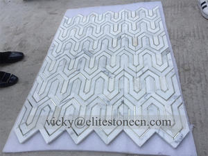 Natürliche Carrara Weiße Marmor Bodenfliesen Fischgrät-Mosaik-Design Moderne Wasserbeständige Innenwandfliesen für Hotels - Product Image 5