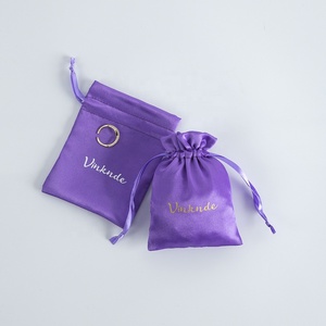 Purple Anti-Dust <b>Drawstring</b> Pouch Satin Hair <b>Bag</b> Storage for Wigs Extensions <b>Makeup</b> Jewelry Weddings Parties - Product Image 6