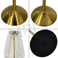 Lampe de table LED sans fil rechargeable de luxe en cristal, commande tactile sans fil, design nordique moderne, or, réglable, type C, pour la maison