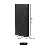 Dompet Kulit Panjang Pria Model Vintage Custom Grosir Tahan Lama Portabel Motif Solid Hitam Gesper Terbuka Kantong Koin PU RFID untuk Kartu Kredit
