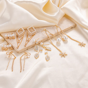 Pendientes de Perlas con Forma de Hoja Cuadrada y Borlas, con Incrustaciones de Circonia, Chapados en Oro de 18K, para Bodas, Mujeres, Grado AAA, Engaste de Bisel - Product Image 2