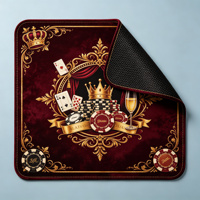 Tapis de Mahjong Personnalisé OEM avec Logo, Imprimé Or Bourgogne, Antidérapant en Microfibre, pour Salle VIP de Club, Vente en Gros
