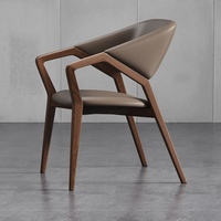 Chaise de salle à manger nordique en bois massif, ergonomique, avec revêtement en similicuir, accoudoirs et dossier, pour la maison, le bureau, le salon, la salle de conférence
