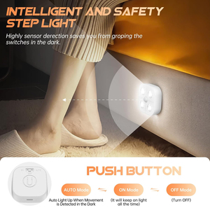 Luces LED Inalámbricas Recargables con Sensor de Movimiento, Luces Nocturnas Magnéticas para Interiores con 3 Modos de Color, Luz Adhesiva para Debajo del Gabinete - Product Image 4