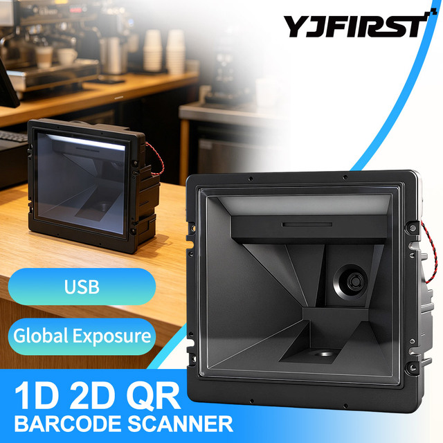 YJFIRST QR Omnidirectional High-Speed 300 Scans/Sec USB/RS232 Barcode Scanner 1D 2D Warehouse Inventory Store POS Scanner