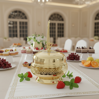 Chauffe-Plat Professionnel 8L Doré avec Couvercle Dôme Classique – Maintien au Chaud des Aliments pour Grands Réceptions et Banquets