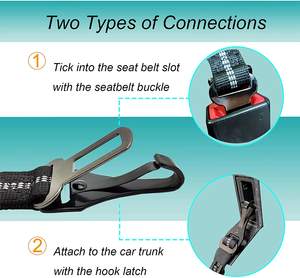 旅行用2-in-1ペットシートベルト、ペットドッグカーシートベルト、耐衝撃バッファー付きの調整可能なドッグカーハーネス - Product Image 4