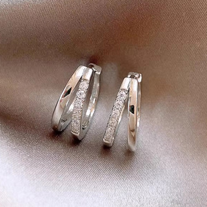 Orecchini a Cerchio a Doppio Strato per Donne, Gioielli Geometrici Minimalisti per l'Ufficio, Accessori di Moda - Product Image 6