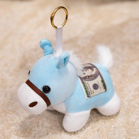 Pendentif Figurine Mascotte Personnalisée 2026 Richesse Instantanée, Peluche Cheval du Zodiaque 15cm en Polyester, 14+ Sac en filet