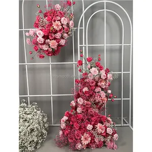 新设计热粉色浅粉色玫瑰婴儿呼吸人造花面板婚礼派对装饰背景花拱形