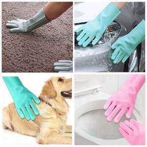 Gants de toilettage pour animaux de compagnie, gants de bain pour chiens et chats, gants de shampoing, éponge magique pour la vaisselle, éponge de nettoyage, gants en silicone pour enlever les poils - Product Image 5