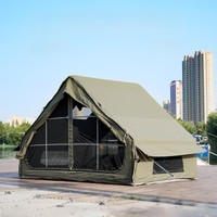 Ensemble de tentes pneumatiques à 2 chambres, vente en gros, colonne d'air, imperméable, coupe-vent, zone étendue, coton TC 6+6 ㎡   Tente de camping gonflable AB Door