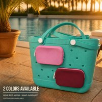 Accessoires de sac en silicone : support de téléphone, porte-monnaie, pochette zippée pour sac de plage en caoutchouc EVA perforé, logo personnalisé, vente en gros
