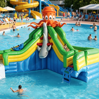 Toboggan aquatique gonflable commercial sur le thème des animaux marins (dragon, pieuvre) en PVC pour piscine, parc aquatique, location
