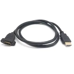 hdmi高清电视1.4v电缆4k金电镀3D 4K A公到母扩展面板安装电缆锁定螺钉HDMI 1m扩展电缆