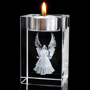 Vente en gros de porte-bougie carré en <span class=keywords><strong>cristal</strong></span> transparent K9, porte-bougie en <span class=keywords><strong>cristal</strong></span> personnalisé avec gravure laser pour cadeaux de mariage - Product Image 2