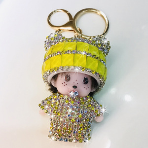 Creative Cute <strong>Munchki</strong> Diamond Set Car Keychain Female Cartoon Couple Car Bag Pendant Wholesale - Product Image 6
