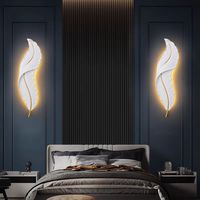Luz de pared de plumas de resina de estilo moderno, Fondo de TV para sala de estar, decoración de arte de pared, luz LED de pared interior de plumas