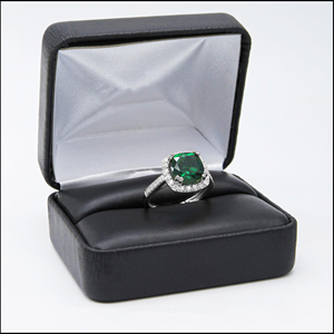 SGARIT custom Women's 14K solid gold LAB emerald Gemstone <b>Ring</b> Pave Diamond Halo Classic Engagement Style - Product Image 3