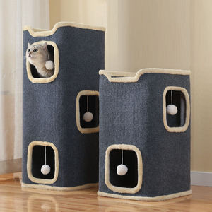 दो मंजिलों के बड़े क्षेत्र के साथ xl बिल्ली के पेड़ खरोंच और चढ़ाई के लिए स्थायी लकड़ी - Product Image 6