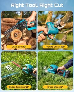 Sécateur Électrique Industriel 4-en-1 Sans Fil, <span class=keywords><strong>Taille</strong></span>-<span class=keywords><strong>Haie</strong></span>, Cisaille de Jardinage, Lame de 12 pouces, Pour Droitiers, 2 Batteries Rechargeables - Product Image 5