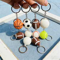 Porte-clés personnalisé en silicone 3D, ballon de sport, football, basketball, tennis, rugby, badminton, porte-clés mignon, objets décoratifs