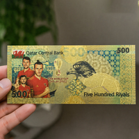 Billet de banque doré de football du Qatar 2022 - Carte dorée 32 pays avec joueurs étoiles