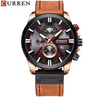 Montre à quartz pour homme Curren 8346, bracelet en cuir, chronographe, étanche, lumineuse, date, sport, affaires, vente flash