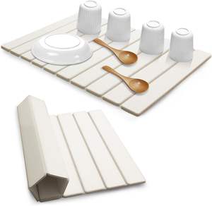 Alfombrilla de secado de platos de piedra grande para mostrador de cocina, alfombrillas de secado de platos plegables superabsorbentes de secado rápido, alfombrillas de tierra de diatomeas - Product Image 1