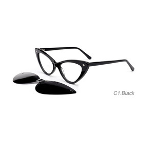 Occhiali da sole da donna di nuovo Design con struttura <span class=keywords><strong>blu</strong></span>/marrone/grigio/tartaruga trasparente occhio di gatto TR90 acetato polarizzato paralume a Clip - Product Image 2