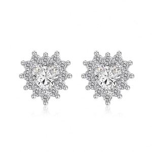 Pendientes de Plata de Ley S925 con Baño de Plata Dylam, Joyería Fina de Moda, Forma de Corazón, Circonita Cúbica 5A, para Uso Diario - Product Image 1