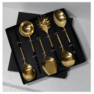 Gran oferta de juegos de cubiertos de ensalada de acero inoxidable con PVD chapado en oro para el hogar y el restaurante a bajo costo, los últimos juegos de cubiertos para servir - Product Image 1