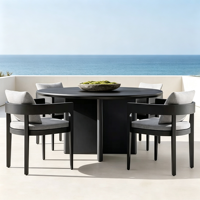 Ensemble de tables et chaises de salle à manger en aluminium pour restaurant extérieur moderne - Imperméable et résistant aux UV pour hôtel, villa, cour et banquets