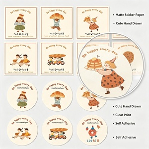Pegatinas de Dibujos Animados, Etiquetas Rectangulares de Papel, Sé Feliz Todos los Días, Tema de Comida, Decoración Ecológica para Regalos y Manualidades - Product Image 3