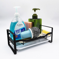 Porte-éponge d'évier de cuisine en acier inoxydable 304 pour distributeur de brosse à savon, organisateur d'évier de comptoir avec plateau de vidange amovible