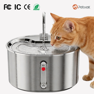 Fontaine à eau automatique portable en acier inoxydable pour animaux de compagnie, design moderne, 3,2 L, filtration multi-étapes, nettoyage facile, étanche, rechargeable, petite taille - Product Image 1