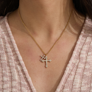 Collar con Colgante <span class=keywords><strong>de</strong></span> Cruz en Capas J&D para Mujer, Acero Inoxidable, Cristal Blanco, Diamantes <span class=keywords><strong>de</strong></span> Imitación, Inspirado en la Fe, Joyería Elegante y Delicada, Regalo - Product Image 1