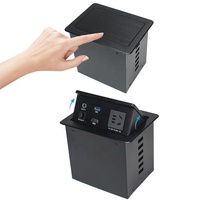 Prise de bureau escamotable avec alimentation CA, ports USB, réseau RJ45 et audio, 110-240V, multiprise multimédia escamotable