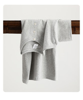 Camiseta de Algodón de 250g, Estilo Vintage, Cuello Henley, Holgada y Gruesa, para Hombre y Mujer, Manga Corta